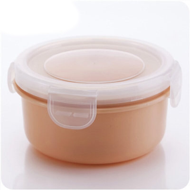 Lunch Box Food Storage Containers Mini Refrigerator Crisper Plastic Storage Box Sealed Box with Lid Leak Proof: Round Pink