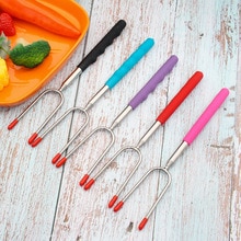 5Pcs Rvs Bbq Gadget 5-Kleur Telescopische Grillen Vork Kip Been Grillen Vork Outdoor Voedsel Lange Handvat bakken Vork