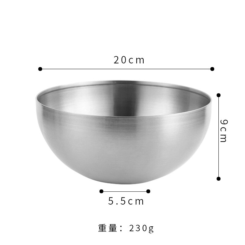 Goud Kom Rijst Soepkom Roestvrij Staal Koper Koreaanse Slakom Servies Huishouden: 20cm Silver