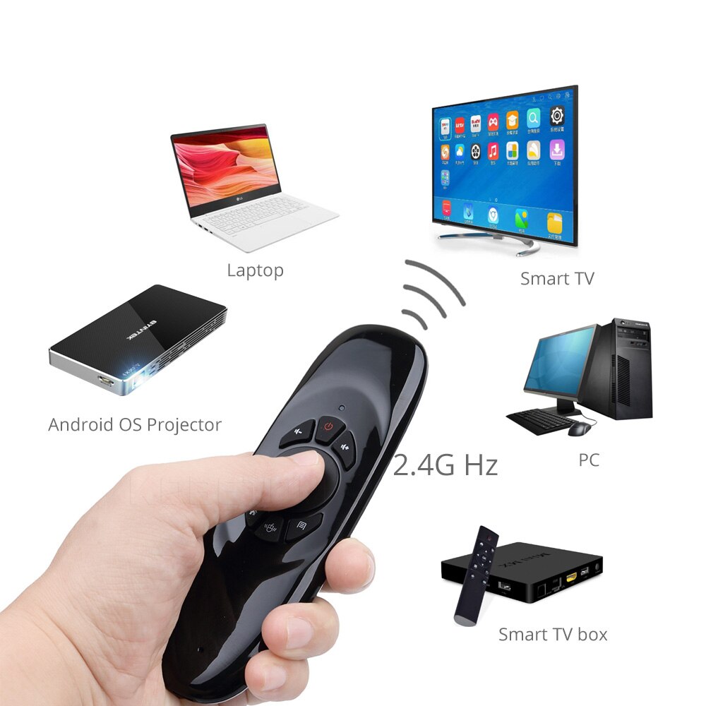 Byintek Draadloze Lucht Muis, Game Toetsenbord Oplaadbare 2.4Ghz Universele Smart Controle Remote Voor Android Projector Pc