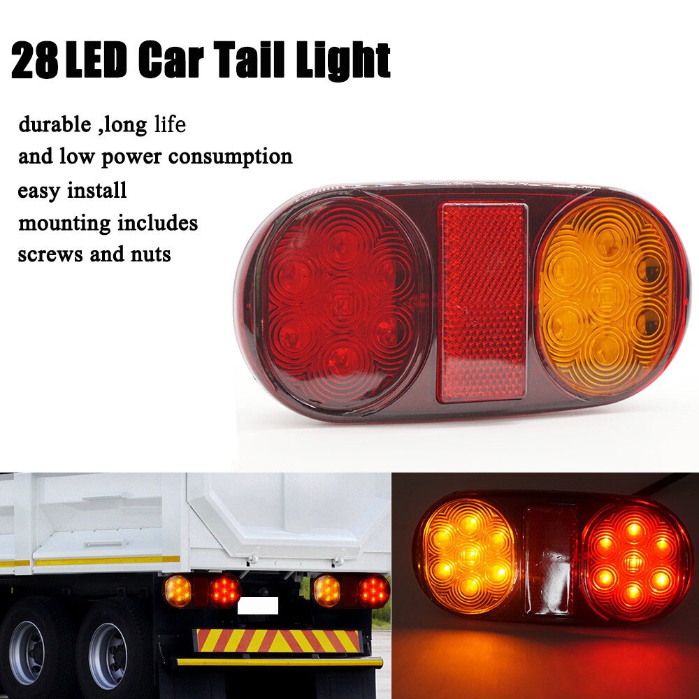 2 st 24v 14 lysdioder lastbil trailer vattentät led bakljus backljus rullande broms blinkers stopp indikatorlampa gul röd