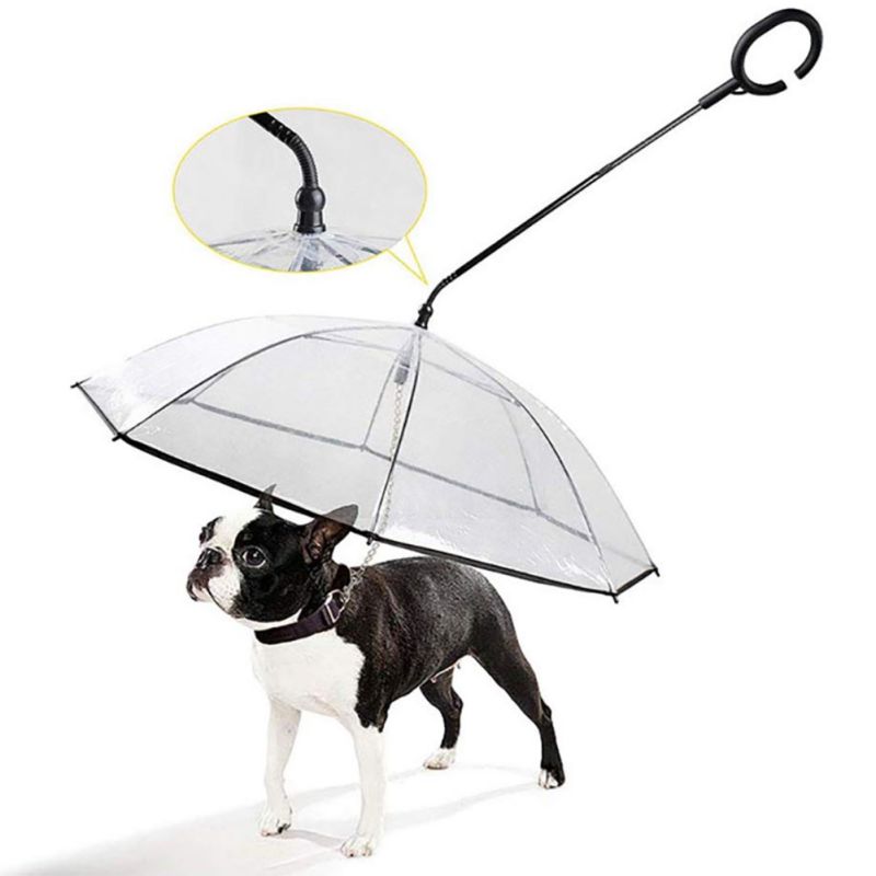 neue Bequem Transparente Haustier Regenschirm Hund C-typ Regenschirm Haustier Lieferungen Einstellbar Regen Schild HyäNe Traktion Seil