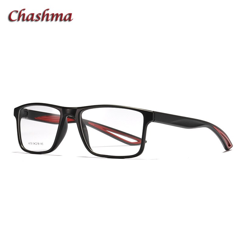 Sport Style Men Square Frame Optical Eyewear Prescription Glasses TR90 Spectacles for Teens: Black Red