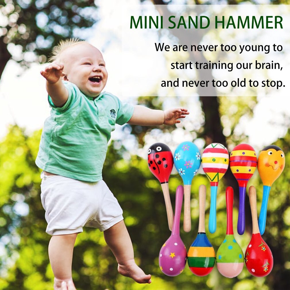 Baby Speelgoed Houten Rammelaar Leuke Mini Zand Hamer Maracas Muziekinstrument Speelgoed Kids