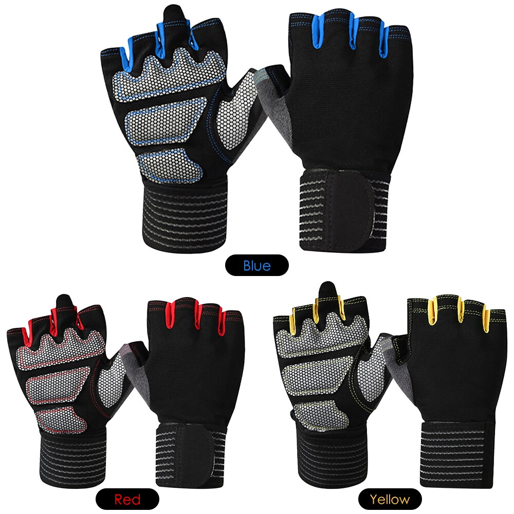 Halve vinger fitness handschoenen voor buitensporten, volledige polsbescherming, ademende scheurbestendige handschoenen, gym vinger polsbescherming