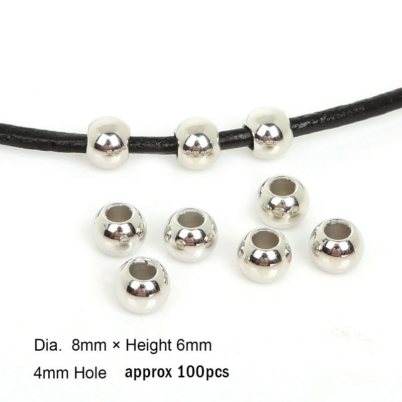 30-200 sztuk złota/rod/Gun metalowe plastikowe CCB Big Hole Spacer Looose koraliki do tworzenia biżuterii Dia 4mm,6mm,8mm,10mm,12mm: 8mm rhodium