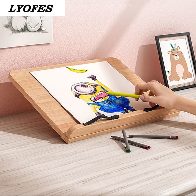 Mesa de lectura ajustable para el hogar, soporte de libros para sala de estudio, liofes, soporte de libros de cocina, páginas, sujetalibros fijo de cocina, estante de madera