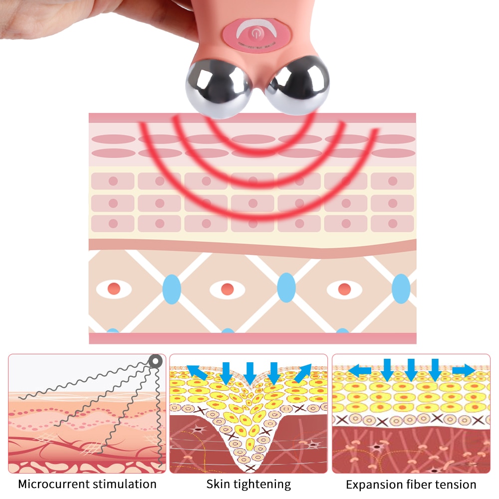 Facial Massager Voor Gezicht Lifting Microcurrent Roller Nek Massage Gezicht Microstroom Apparaat Dubbele Kin Verwijderen Tool V-Gezicht