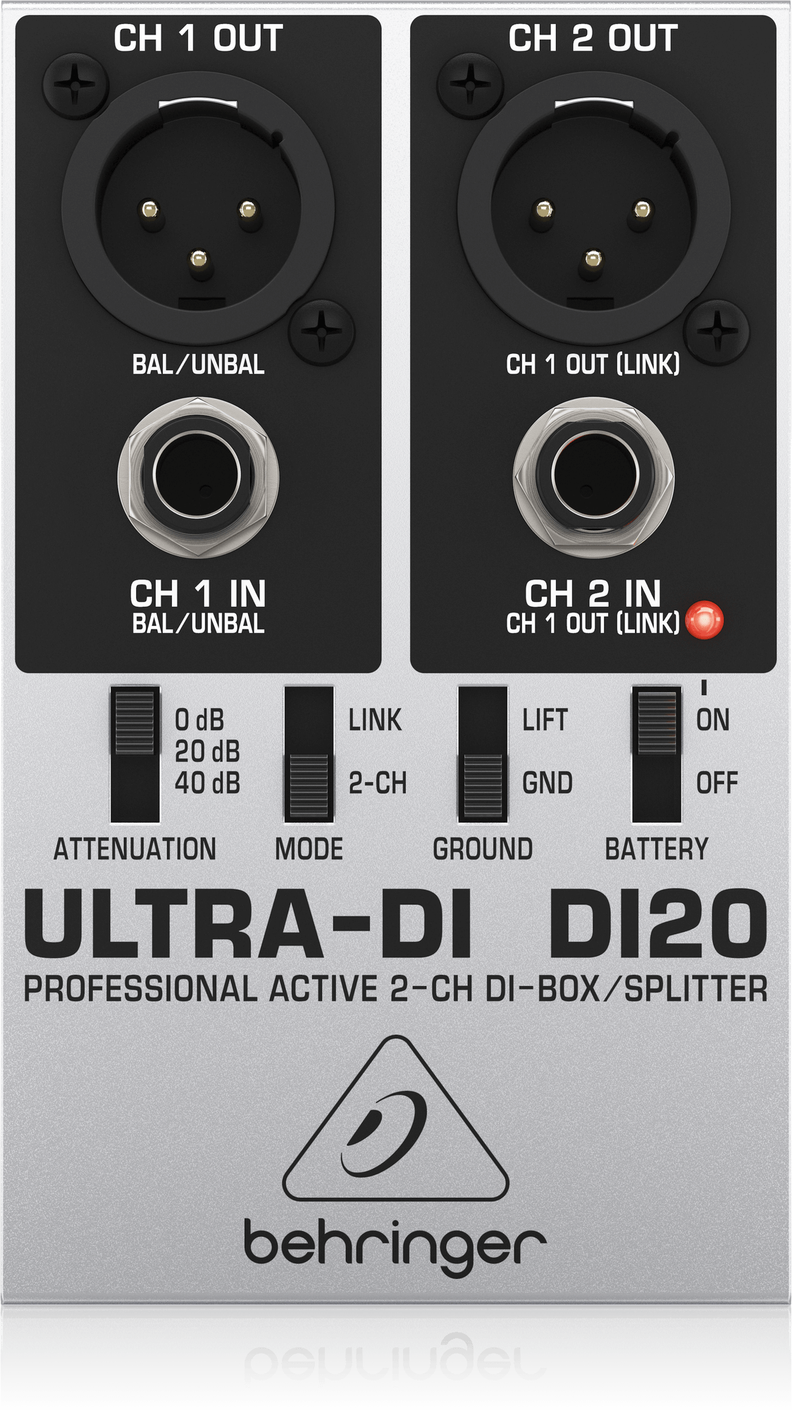 Behringer-caja de inyección directa multiusos ultra-di DI20, divisor de modo dividido adicional para aplicaciones de escenario y estudio