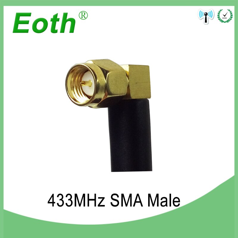 433MHz Antenna 2.5dbi SMA Male Connector 433 MHz antena Small size elbow 433m antenne Lorawan + 21cm RP-SMA/u.FL Pigtail Cable