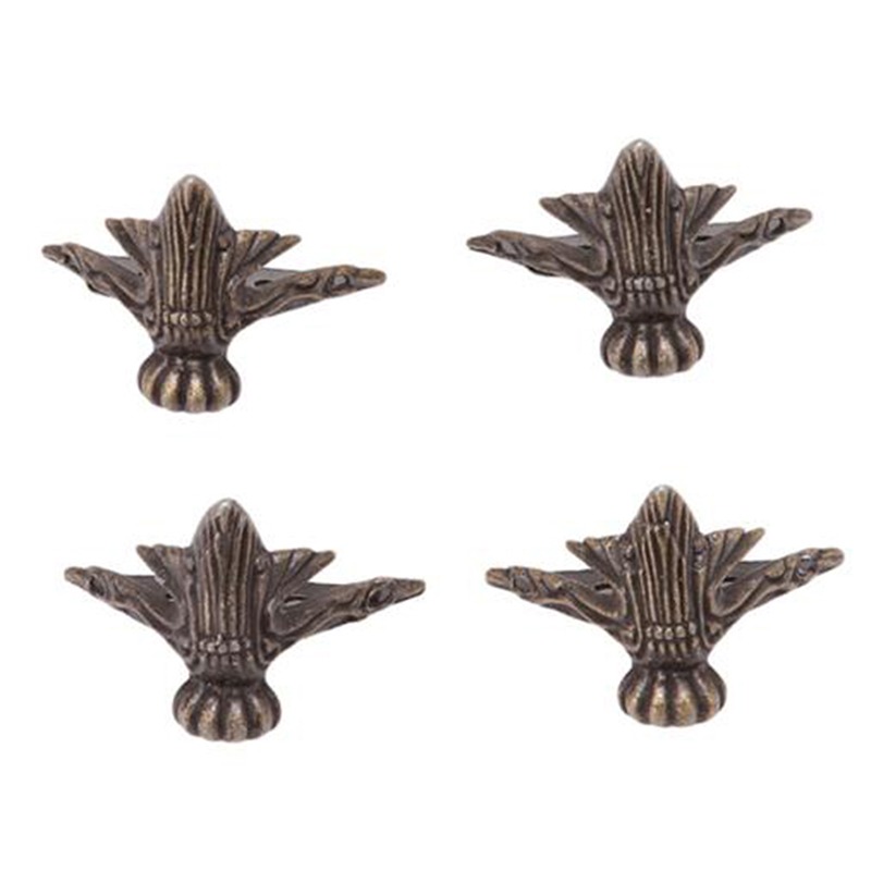 4 Stk/set Antieke Hoekbeschermer Messing Sieraden Kist Houten Kist Decoratieve Voeten Been Metalen Hoek Beschermer Hardware Beugel: Default Title