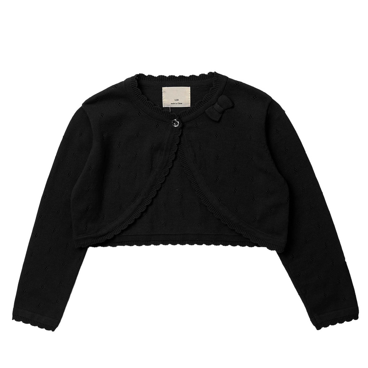 Tops de envoltura de Ballet para niñas, suéter de punto de manga larga, cárdigan de encogimiento de hombros para niños, abrigos de ganchillo de rombos ahuecados, chaqueta Bolero