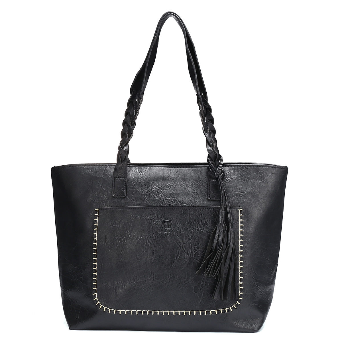 Trend Woman Package Handbag Bale Single Shoulder Tassels Bag: black