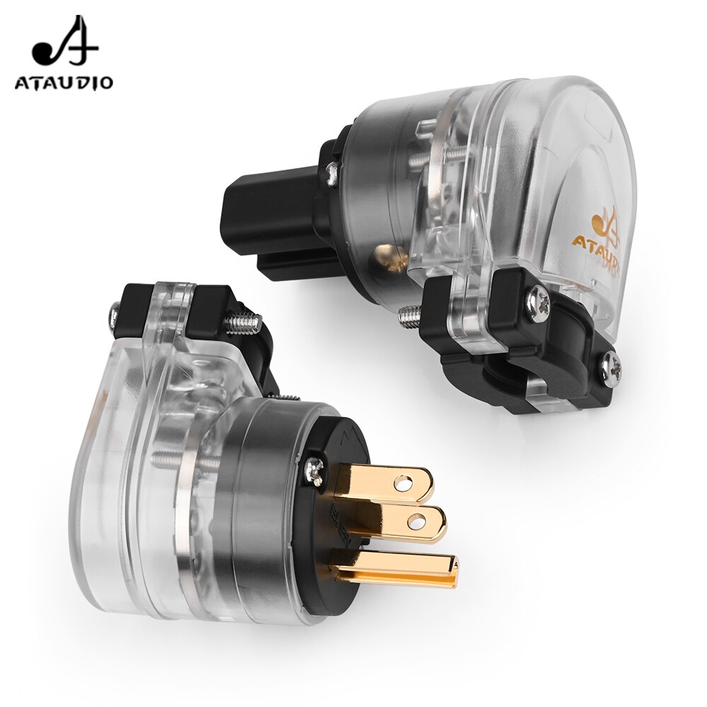 L-shaped HIFI Power plug One Pair Gold-plated US Power Connector + IEC female connector