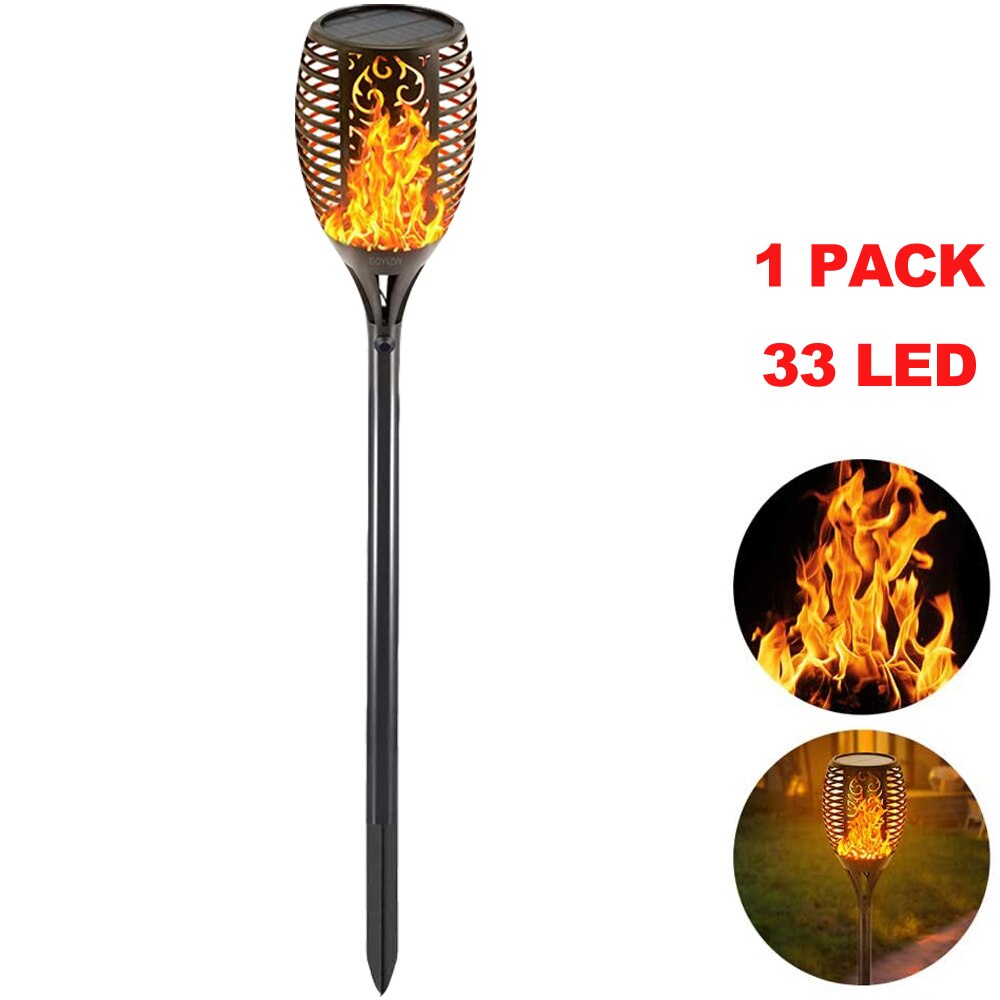 12LED 33LED Solar Flame Torch Light Flickering Waterproof Garden Decor Landscape Lawn Lamp Path Lighting Torch Outdoor Light: 1PCS 33LED