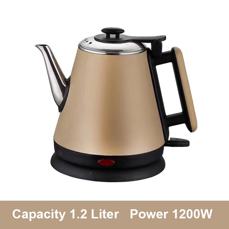 1.2L czajnik elektryczny długa wylewka usta automatyczne wyłączanie podróży mini bojler wodny dzbanek na herbatę podgrzewacz ze stali nierdzewnej kubek ue usa: khaki czarny uchwyt