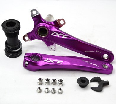 IXF – pédalier de vtt 104BCD, bras de pédalier intégré en alliage d&#39;aluminium ultraléger de 170mm avec support de pédalier BB: Purple With BB