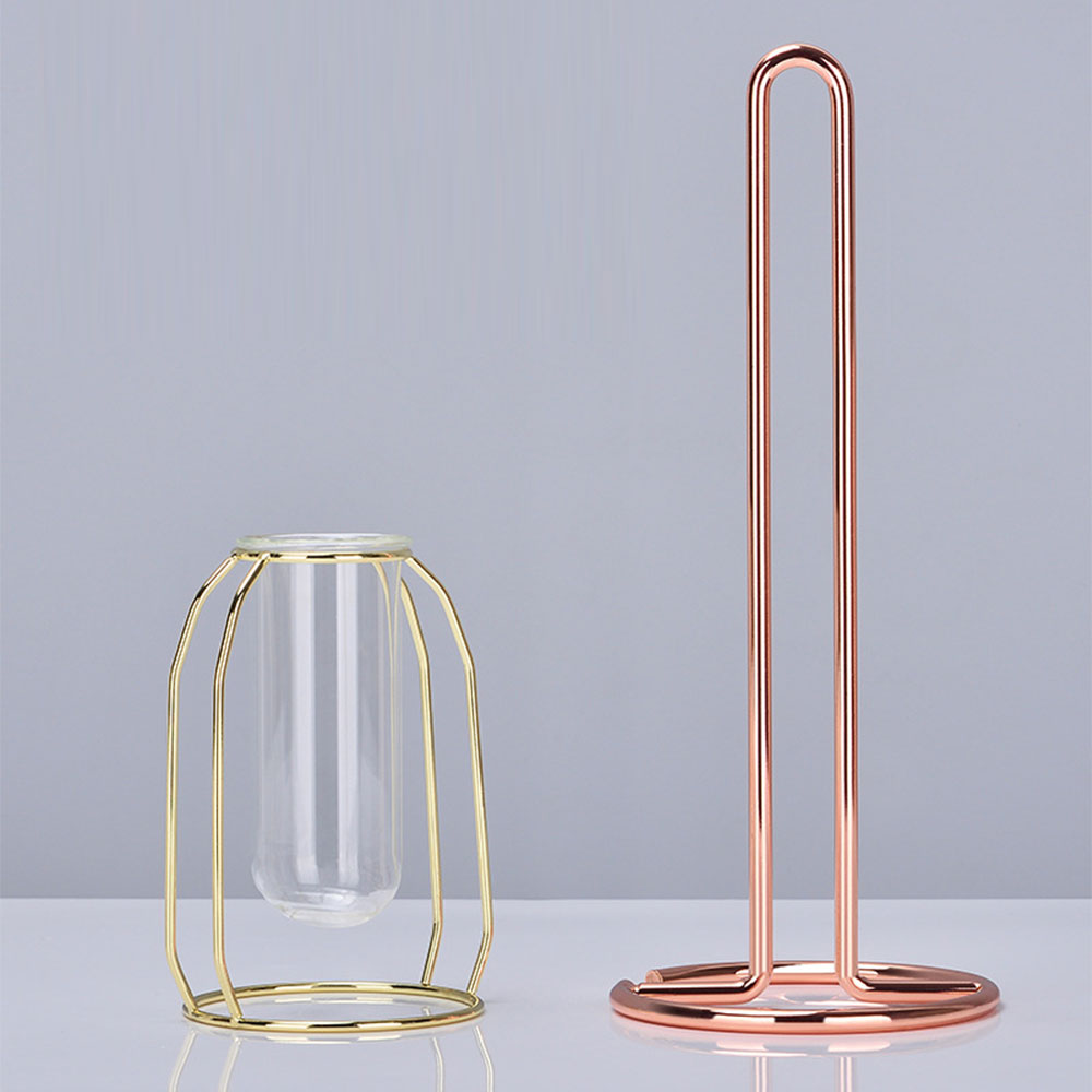 Simpel tredimensionel smedejerns opbevaringsbakke nordisk minimalistisk rosa guld spejlbund sekskantet bakke boligindretning