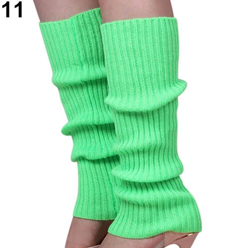 Femmes couleur bonbon solide tricot hiver jambières Style ample botte Leggings de noël bottes chaudes jambières femmes coupe-vent: green