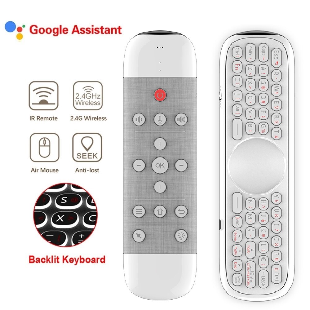 VONTAR-mando a distancia W2 Air Mouse para caja Android tv, dispositivo inalámbrico con micrófono, 2,4G, giroscopio, para H96 MAX X88 pro, PC: Q40 English white