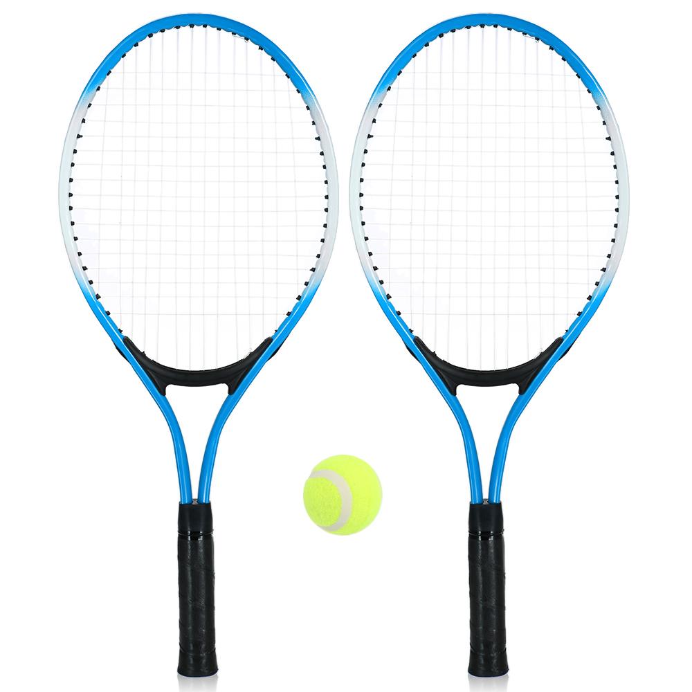 Uds.-Cuerda de raqueta de tenis para niños, raqueta de tenis con 1 pelota de tenis y bolsa de cubierta, para deportes al aire libre: Azul