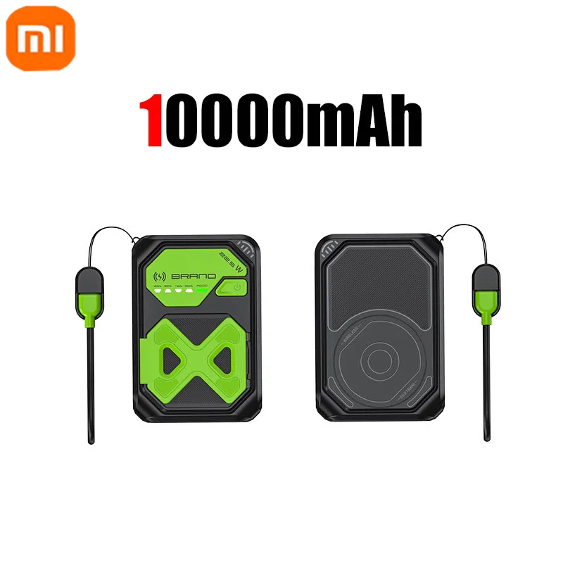 Xiaomi 50000 mah magnetische powerbank, geeignet für iphone 15, 14, 13, 22.5w, 15w, schnelllade-powerbank mit kabelhalterung: Dunkelrot