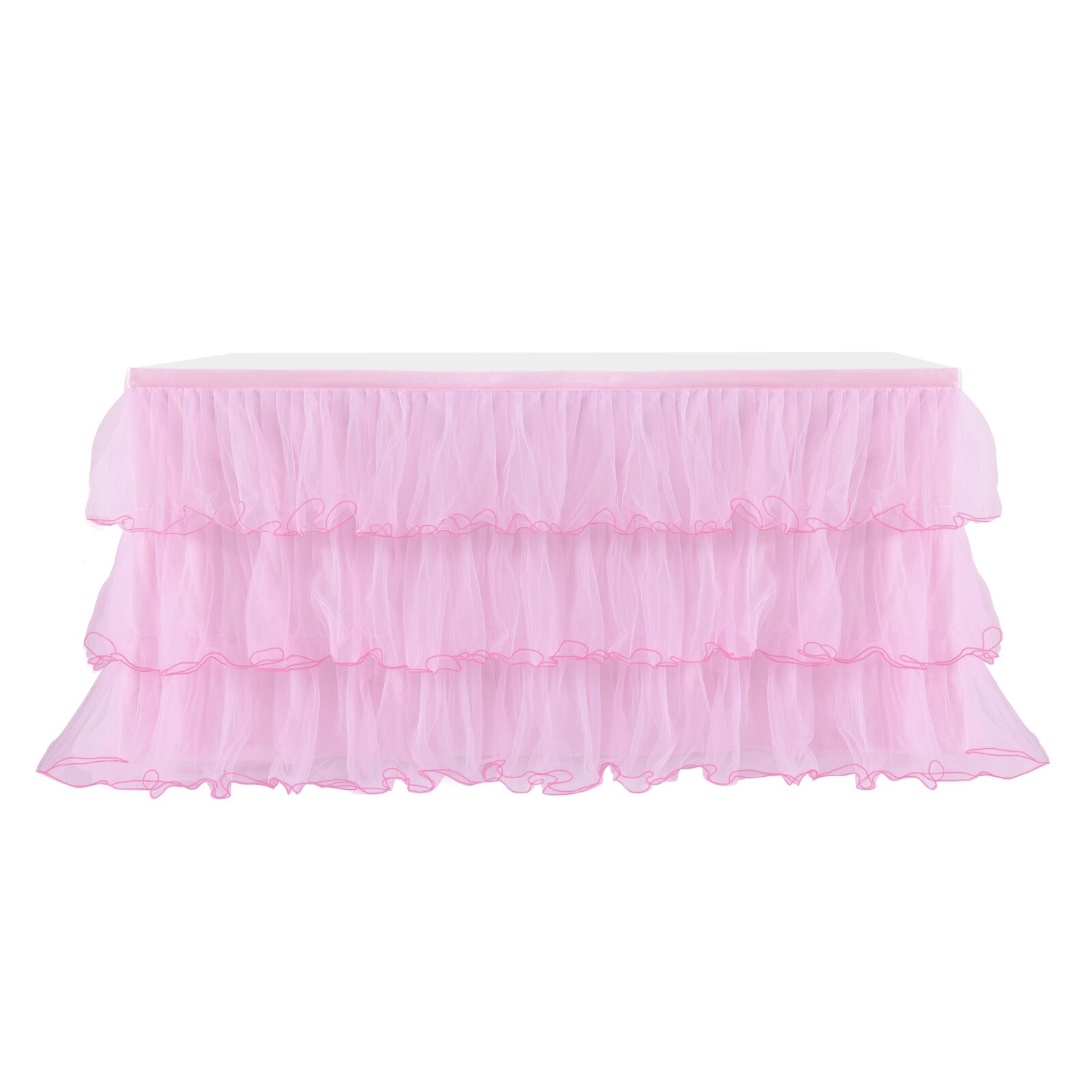 Wedding Party Tutu Tulle Table Skirt Cover Tableware Cloth Baby Shower Party Home Decor Table Skirting Birthday Party Decoration: 6FT / red