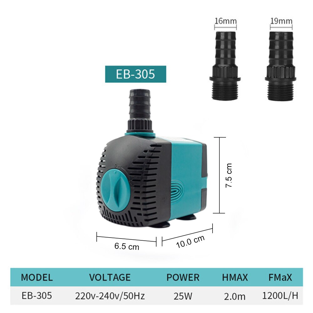 Ultra-Quiet Submersible Water Fountain Pump Filter Fish Pond Aquarium Water Pump Tank Fountain 220V-240V 3W 6W 10W 15W 25W: 25W