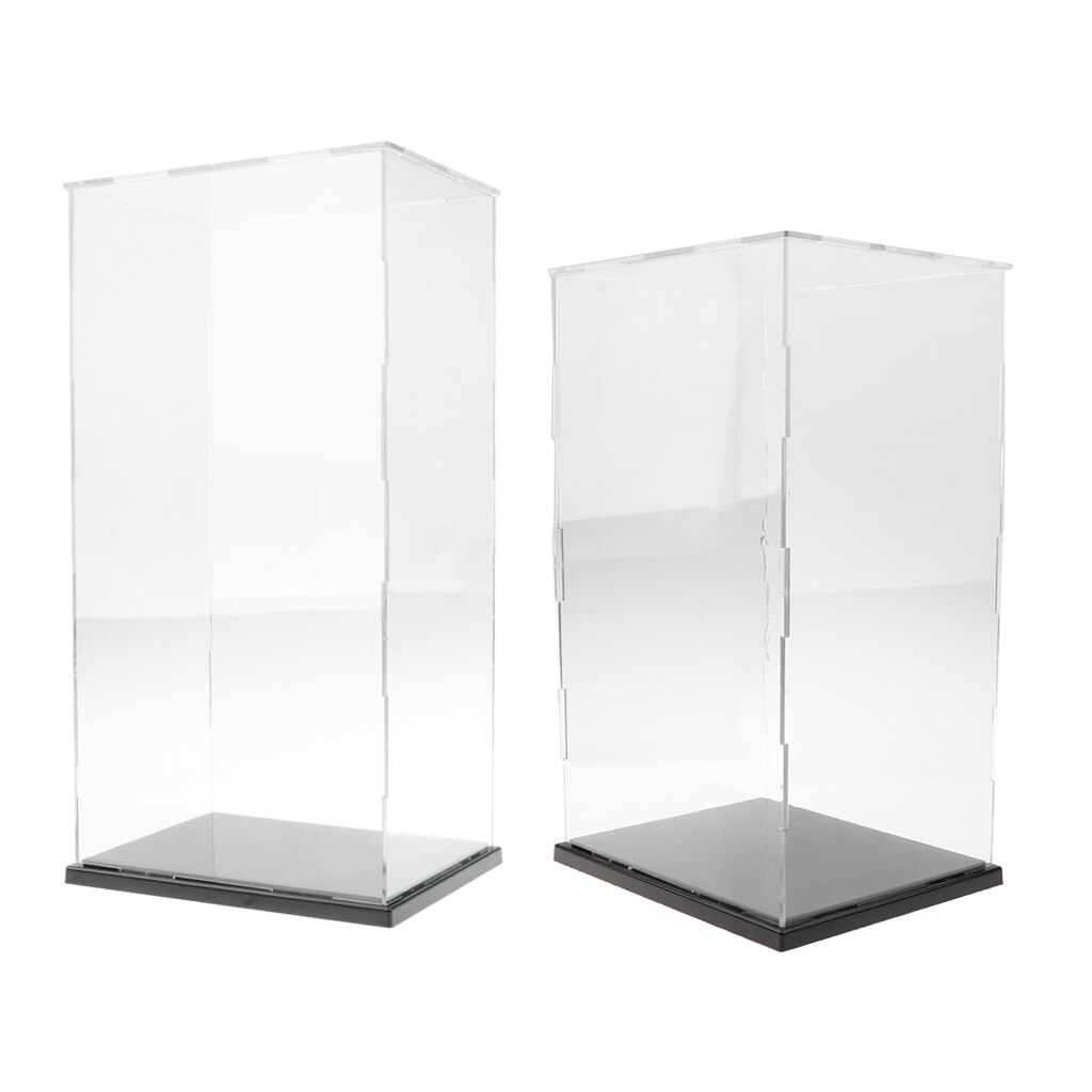 Set Van 2, Grote Clear Vitrine Met Balck Base 19X15X37Cm 19x15x31cm