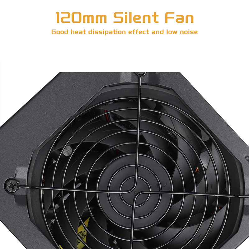Fonte de alimentação 500W 80PLUS Gold ATX PC PSU não modular 110-230V 20 + 4PIN Ultra-silencioso adequado para jogos de servidor de computador desktop