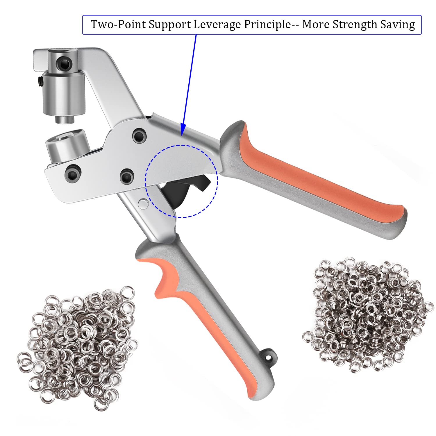 10.5Mm Grommet Kit Handheld Perforator Tang Draagbare Grommet Tool Hand Persmachine Handleiding Puncher W/Zilver Grommets set