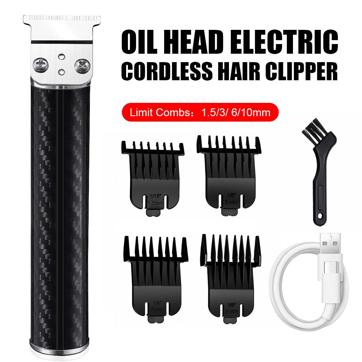8in1 Hair Trimmer T-Outliner Skeleton Heavy Hitter Cordless Trimmer Men 0mm Baldheaded Hair Clipper Finish Hair Cutting Machine: 13