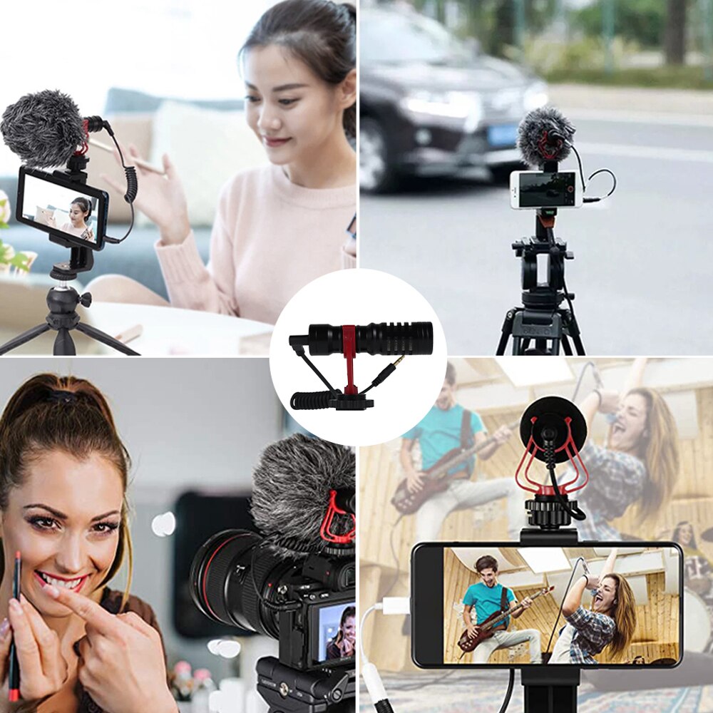 Condenser Microphone Kit 3.5mm Plug Home Stereo MIC Universal Recording Microphone Mic for SLR Cameras Camcorders Voice Recorder