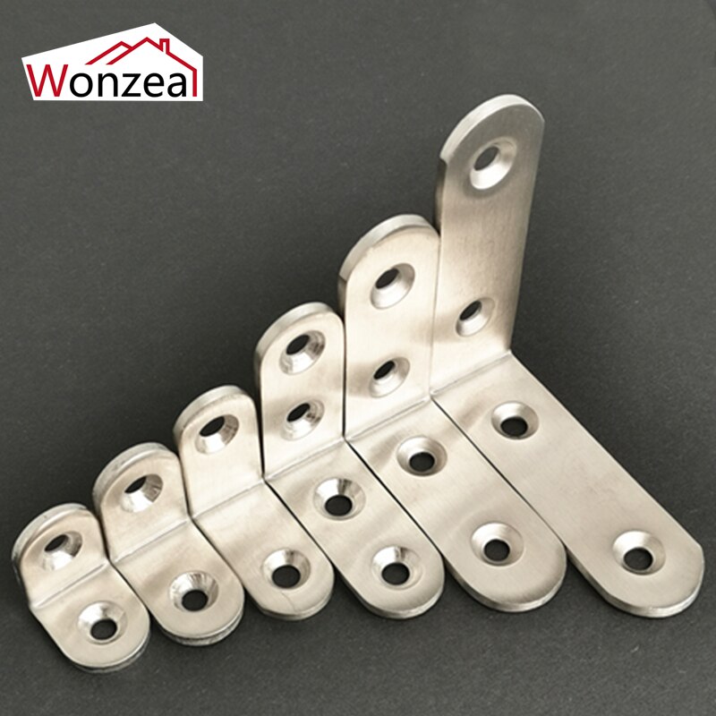 Thickened 2.5mm/3mm L Shape Corner Bracets Stainless Steel Brackets 90 Angle Joint Fastener Shelf Support for Furniture Hardware