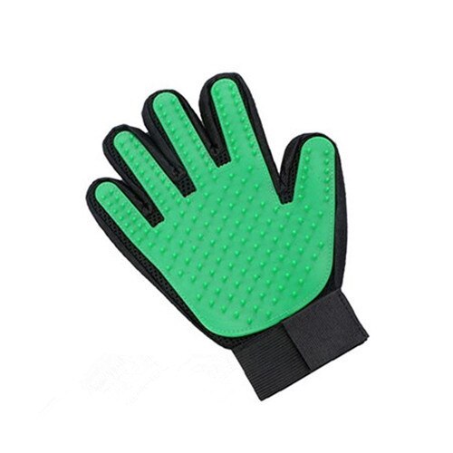 Guantes de goma para mascotas, guante de Aseo para perros y gatos, removedor de pelo de animales, cepillo rascador para masaje de peinado: Left Hand / Green