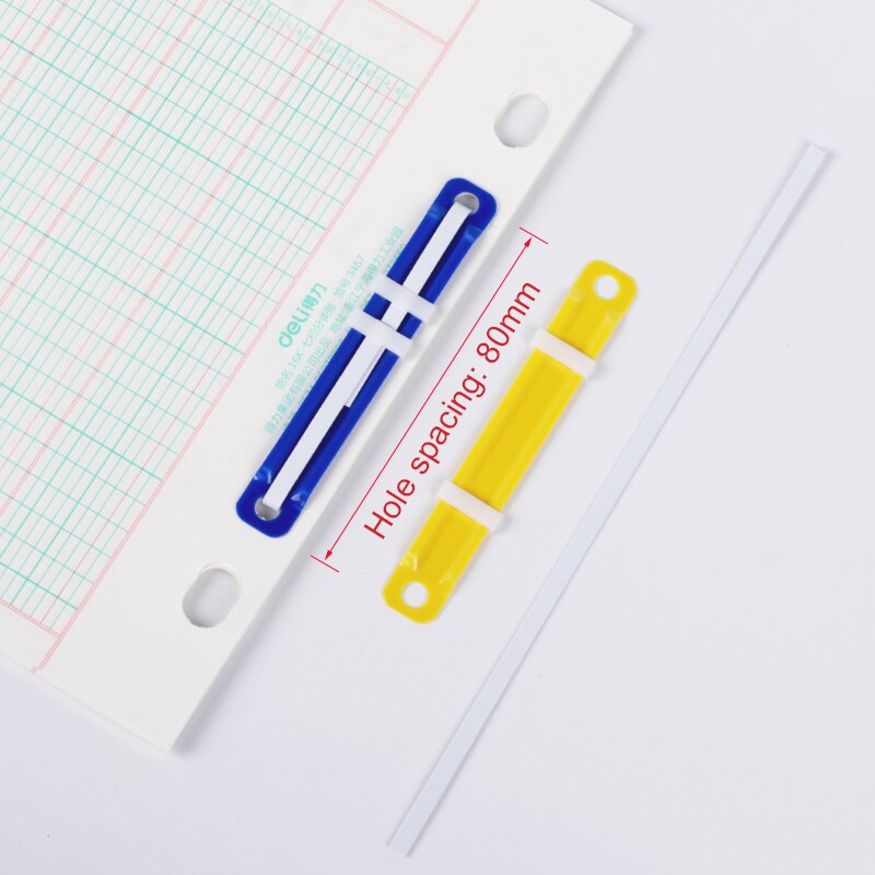Deli Two-hole Binding Clip Loose-leaf Plastic Binding Clip 80mm Hole Pitch Punching Clip Data Document Binding Office Supplies