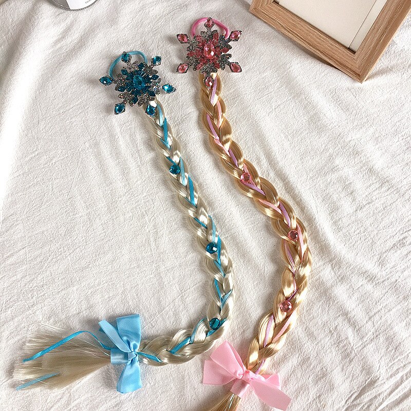 Eenvoudige, schattige cartoon sneeuwvlok kroon pruik met strass steentjes, vlechten, kinderhoofdband voor meisjes, haaraccessoires