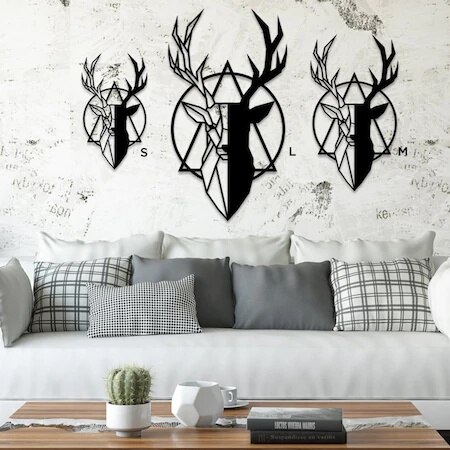 Colgante placa de Metal decorativa para pared de ciervo para el hogar Decoración para el salón Marco de moderno decoración para el hogar y la Oficina