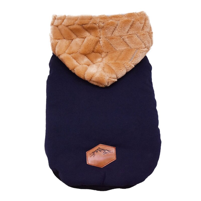 Hond Katoen gevoerde Hooded Effen Kleur Vest Verdikking Jas Puppy Jassen Herfst Winter Jas Jumpsuit Voor Kleine Medium hond: Blauw / XXL