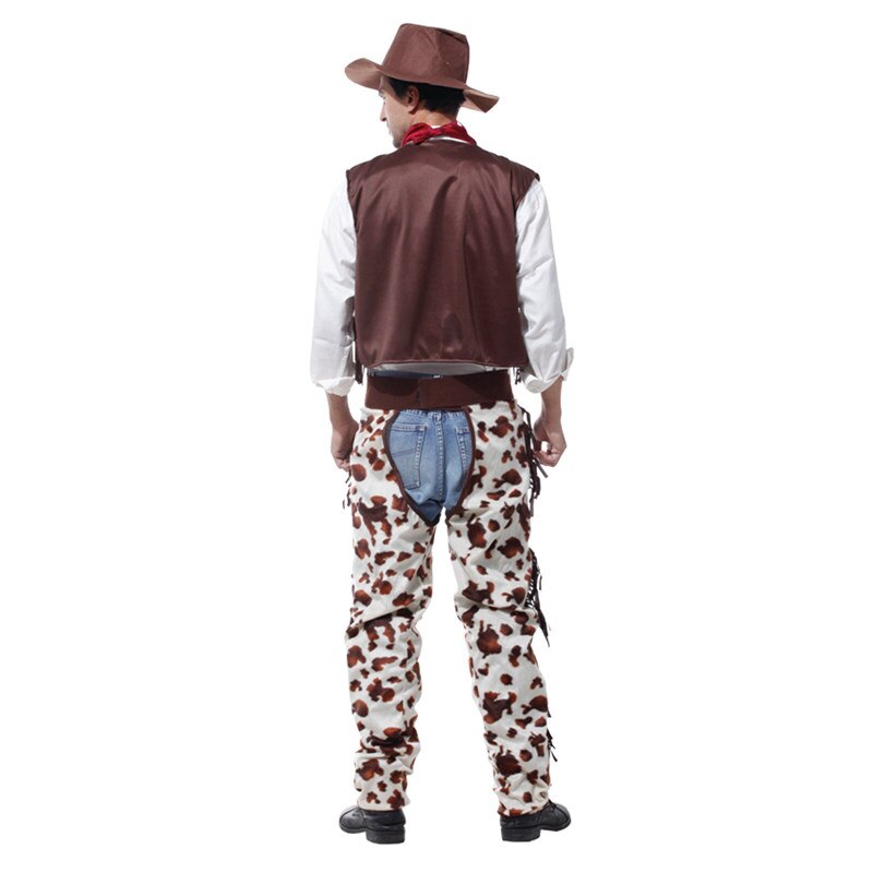 Mens Cowboy Costume Chaps Cowboys Indians Outfit Halloween Purim Party Carnival Cosplay