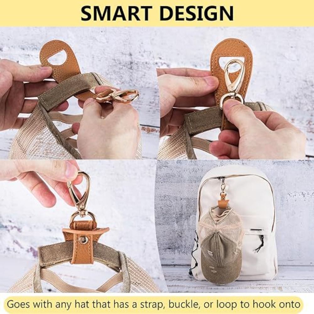 PU Leather Golf Baseball Hat Clip Clips On Bag Solid Color Travel Hat Clip Hat Strap Wallet Buckle Hat Holder Travel Accessory