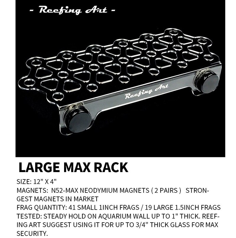 DW Aquarium REEFING ART Super Clear Acrylic Magnetic Coral Frag Plugs Rack Holder Fish Tank For 6 - 20MM Glass Thickness: Large Max