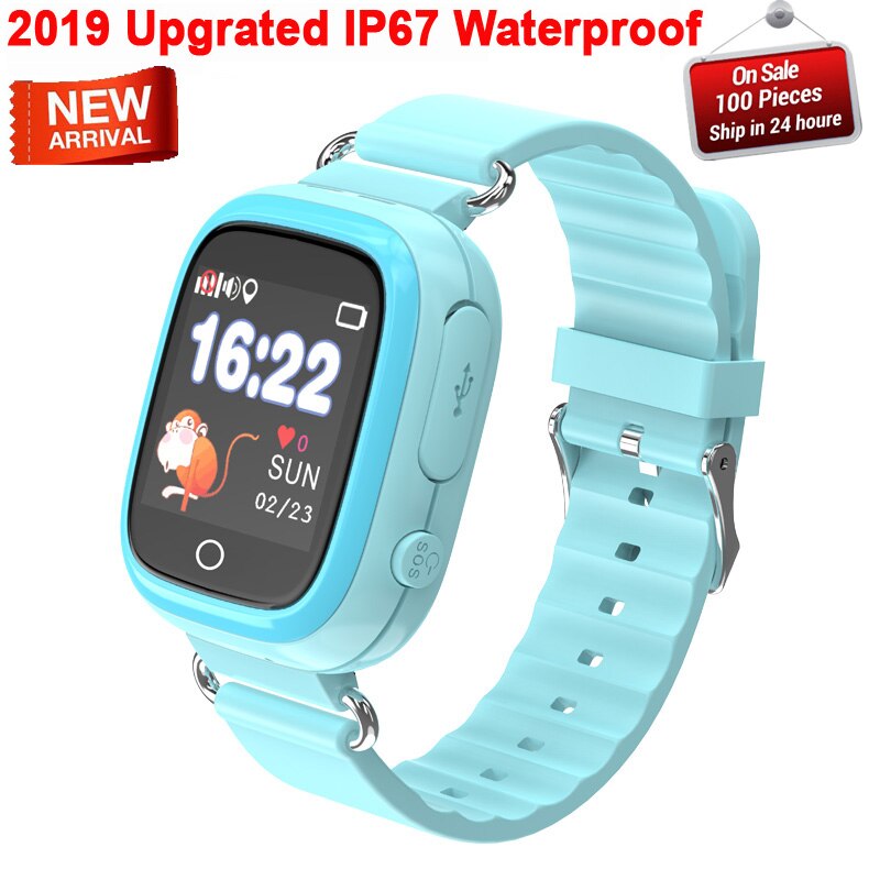 Neue Q90 GPS Telefon Positionierung freundlicher Uhr 1,22 Zoll Farbe berühren Bildschirm freundlicher SOS Clever Uhr PK Q80 q50 Q12: Neu wasserdicht Blau / Englisch Wifi Ausführung