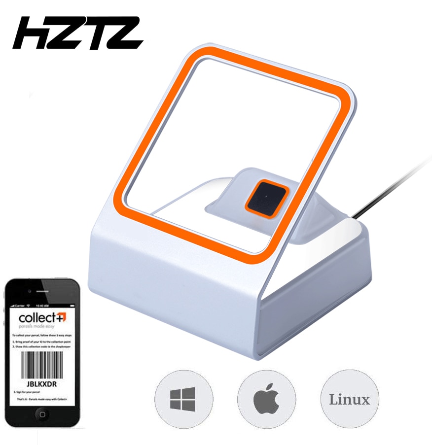 HZTZ Auto QR Barcode Scanner 1D/2D Bar code Reader For Mobile Payment Bar Code Reader Support Windows Linux