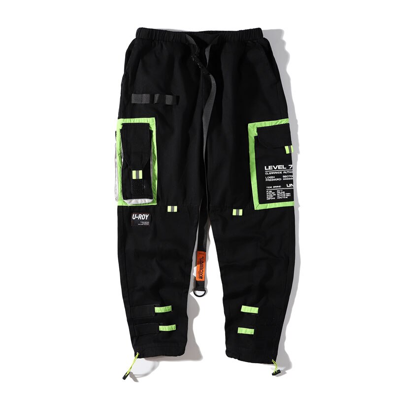 GONTHWID, pantalones de correr Cargo DE harén con múltiples bolsillos, pantalones de chándal casuales de Hip Hop para hombres, ropa de calle, pantalones de chándal Hipster Harajuku: Black / M