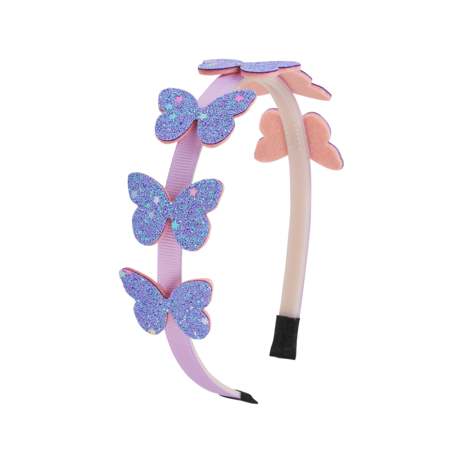 Diademas de mariposa para niñas, diadema brillante con forma de mariposa, diademas con dientes de plástico, accesorios para el cabello para niñas y niños: Oro