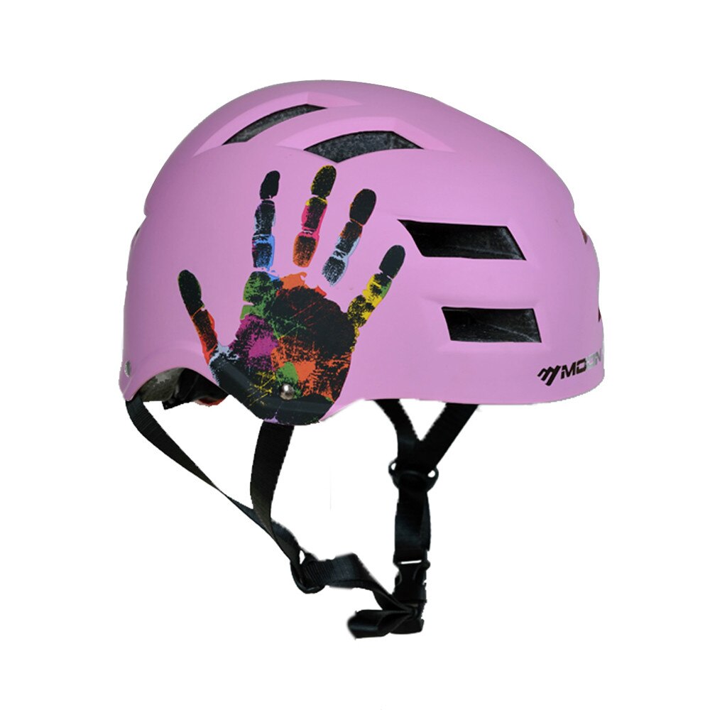 MOON-casco de ciclismo ligero, protector de conducción con amortiguación, ventilación, estampado a mano, para bicicleta de montaña: PINK / M