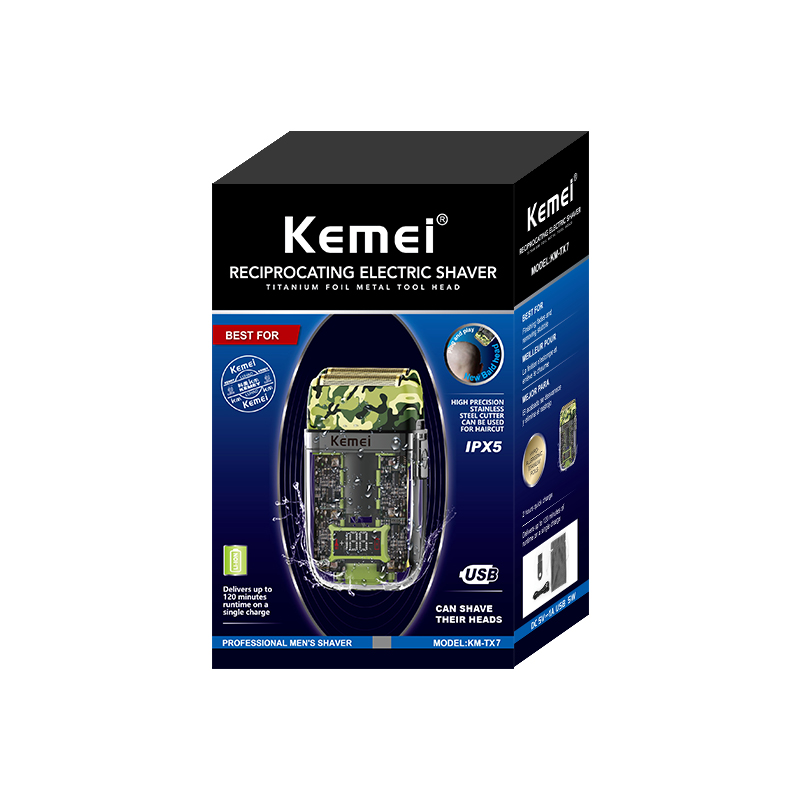 Kemei Transparent Electric Shaver Men Electric Razor Rechargeable Beard Shaver Floating Face Care Shaving Machine