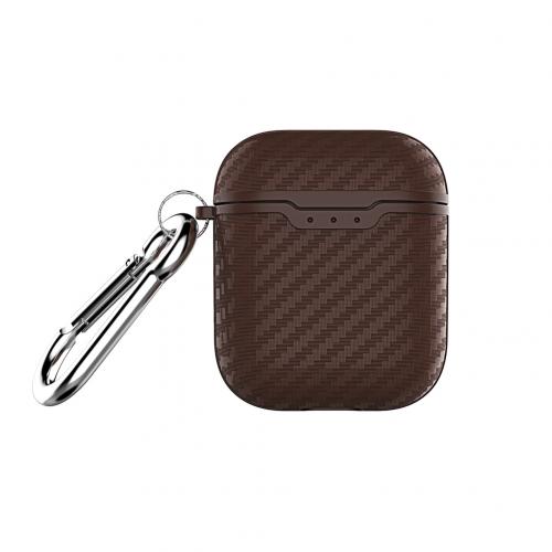 Funda protectora de fibra de carbono a prueba de polvo para AirPods 1/2, auricular Bluetooth: Brownfor AirPods 1