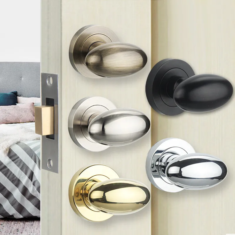 egg shaped oval door handle, no lock body, zinc alloy, 4 colors, door lock anti-theft lock home hardware